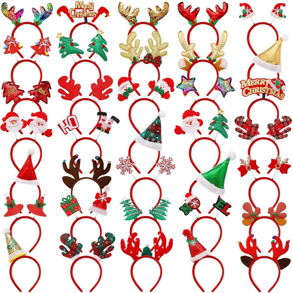 1325 36 Pcs Christmas Headbands with Different Designs Christmas Hat